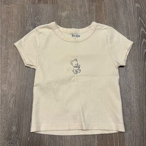 brandy melville ashlyn cream baby tee with teddy bear graphic